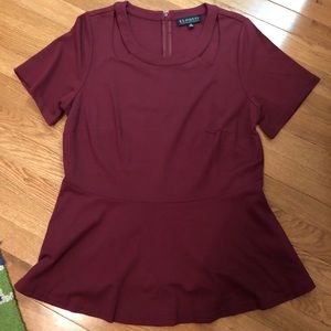 Eloquii maroon cut our neck peplum top